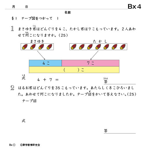 教材例「文章問題」足し算