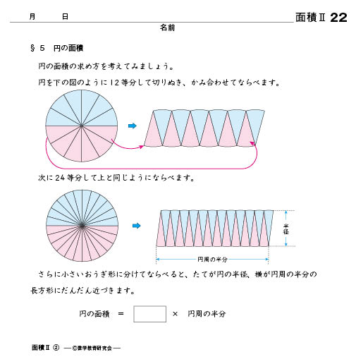 教材例「図形」円の面積の計算